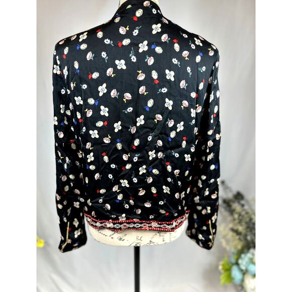 Zadig & Voltaire Vendrix Floral-Print Open-Front Jacket 38 (M) Black Multi - Picture 14 of 16